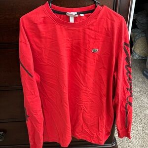 Red lacoste long sleeve shirt
